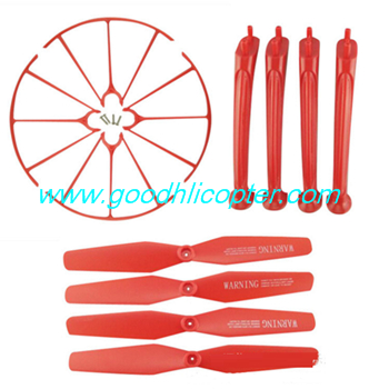 SYMA-X5HC-X5HW Quad Copter parts Main blades + protection cover + undercarriage (red color) - Click Image to Close